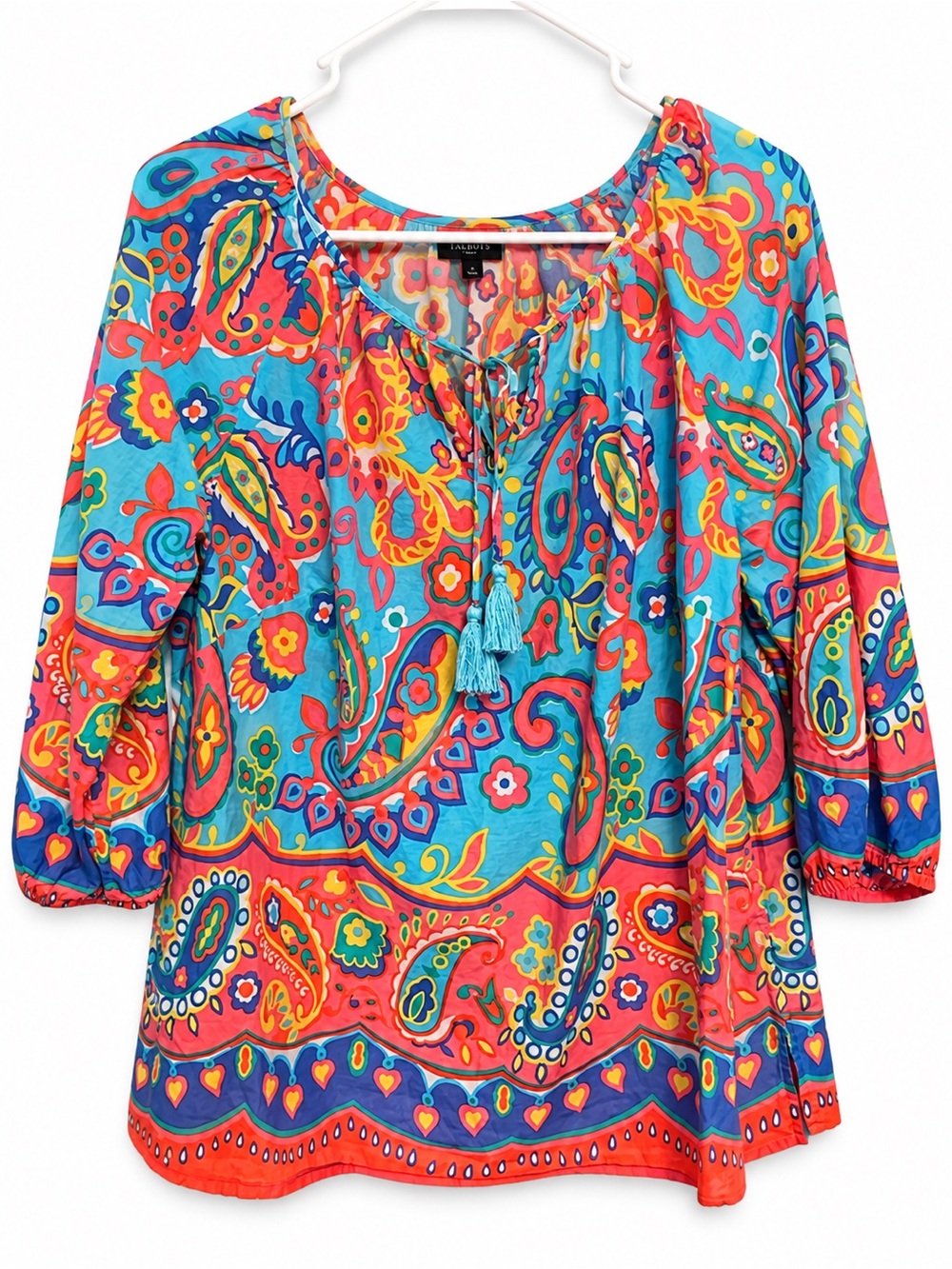 Talbots Turquoise Multicolor Paisley Peasant Tunic